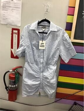 Kbb kahlana womens button down dress tunic small light blue new from target